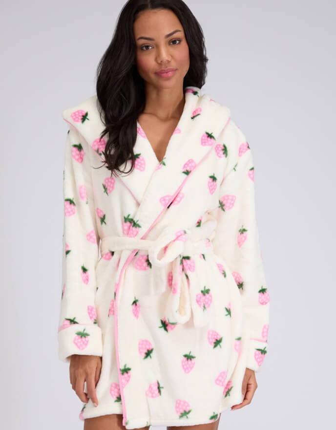Fluffy strawberry short dressing gown - Ivory Mix Fluffy strawberry short dressing gown - Ivory Mix