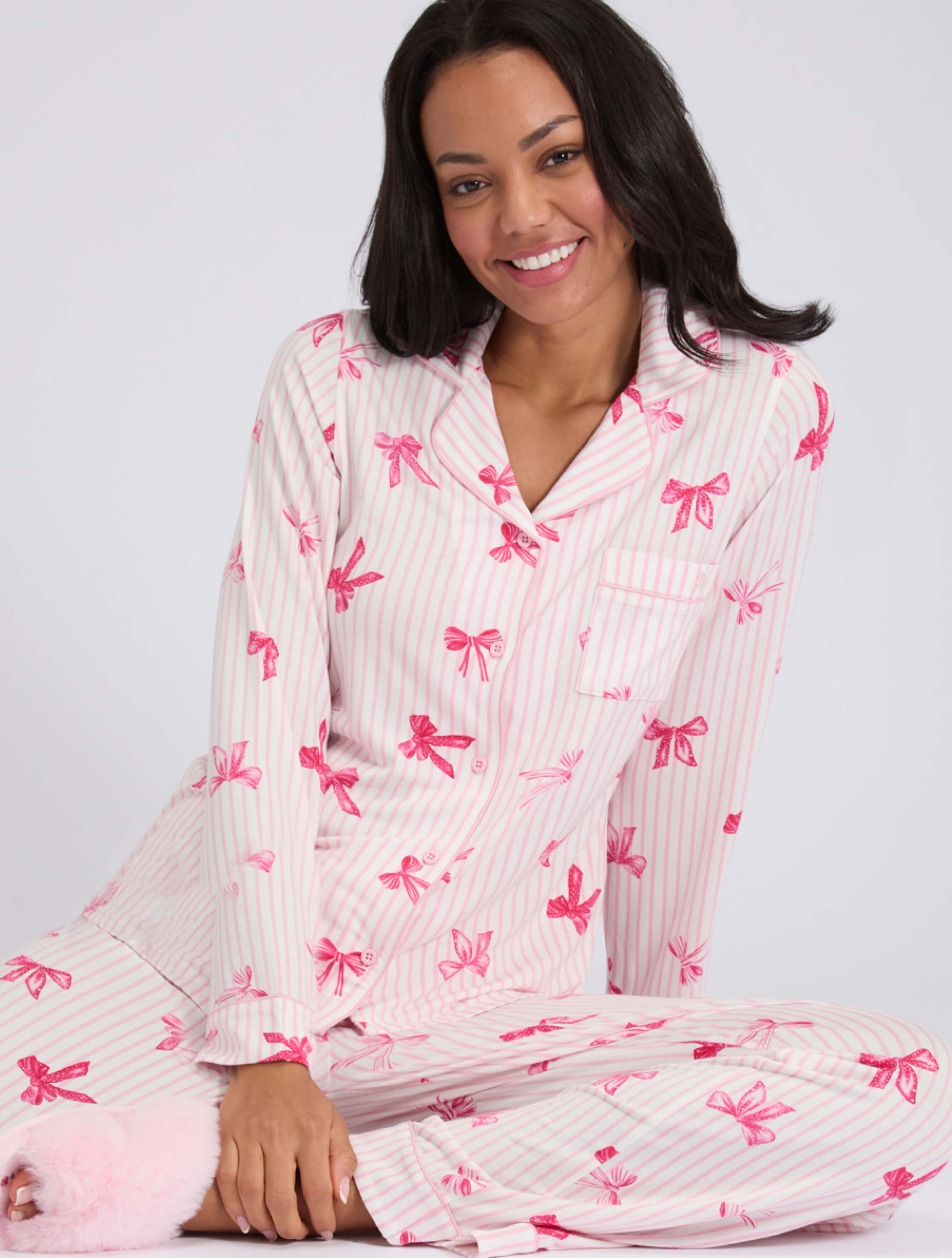 Bow modal pyjama set - Red Mix Bow modal pyjama set - Red Mix