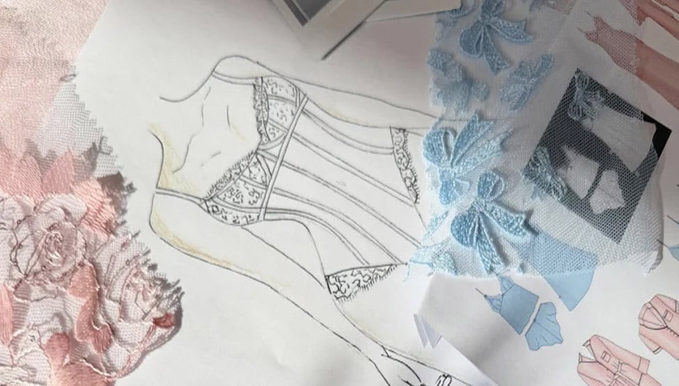 Design sketches and lace samples for Boux Avenue lingerie