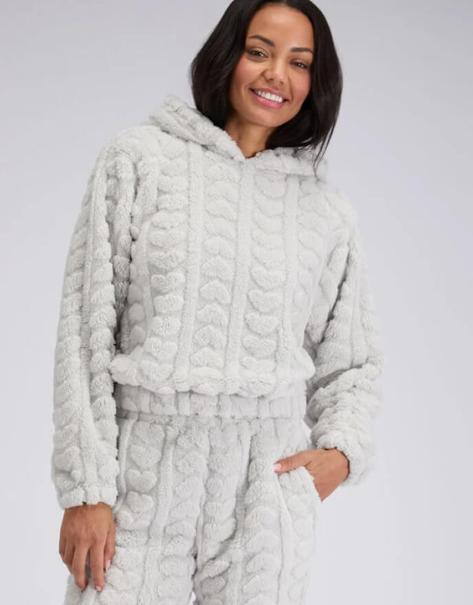 Fluffy cable heart lounge set - Grey Fluffy cable heart lounge set - Grey