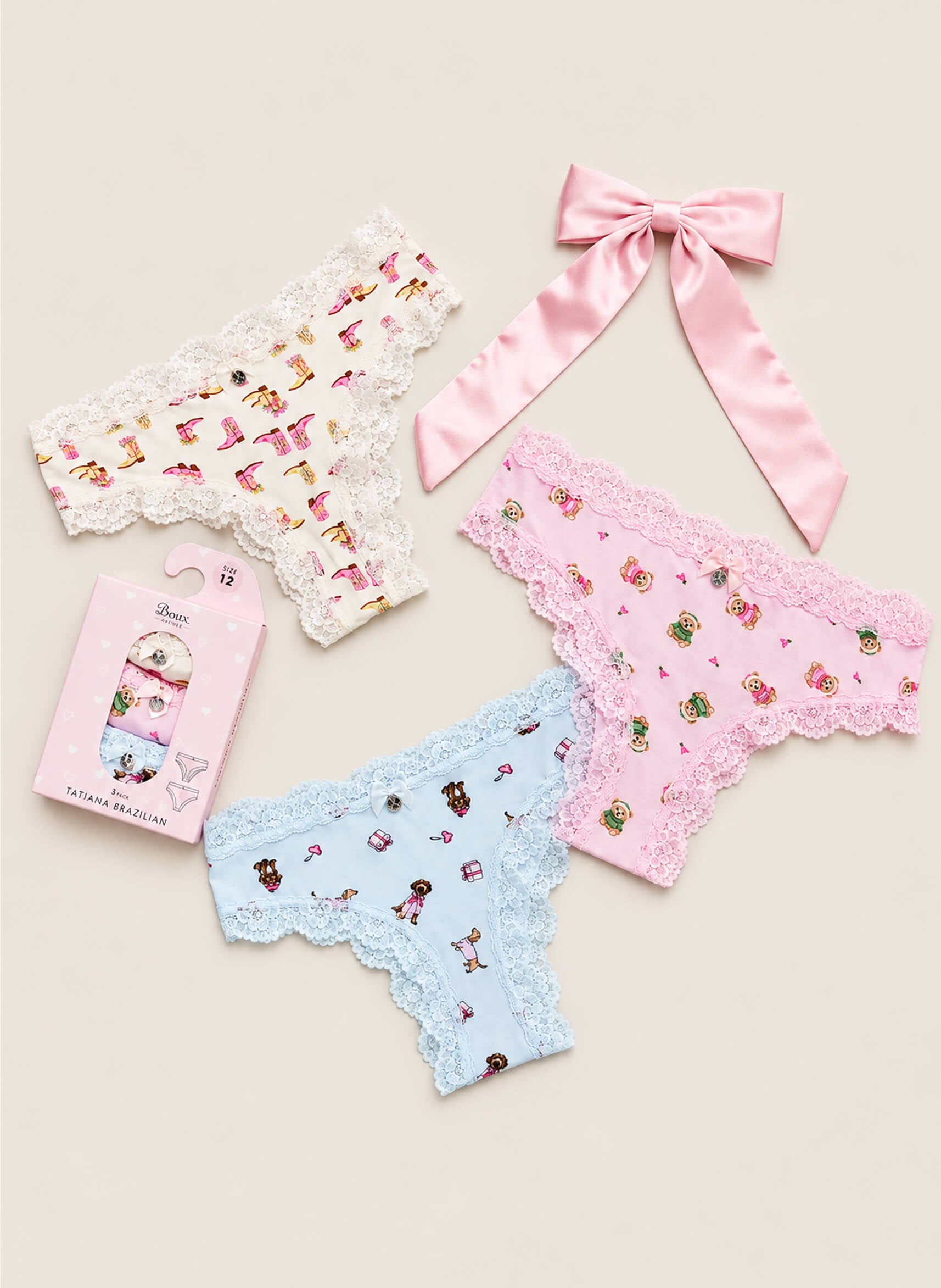 3 pack Tatiana print brazilian knickers
