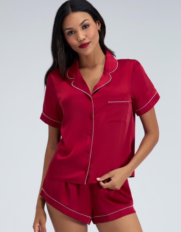 Luxe satin short pyjama set - Dark Red Luxe satin short pyjama set - Dark Red