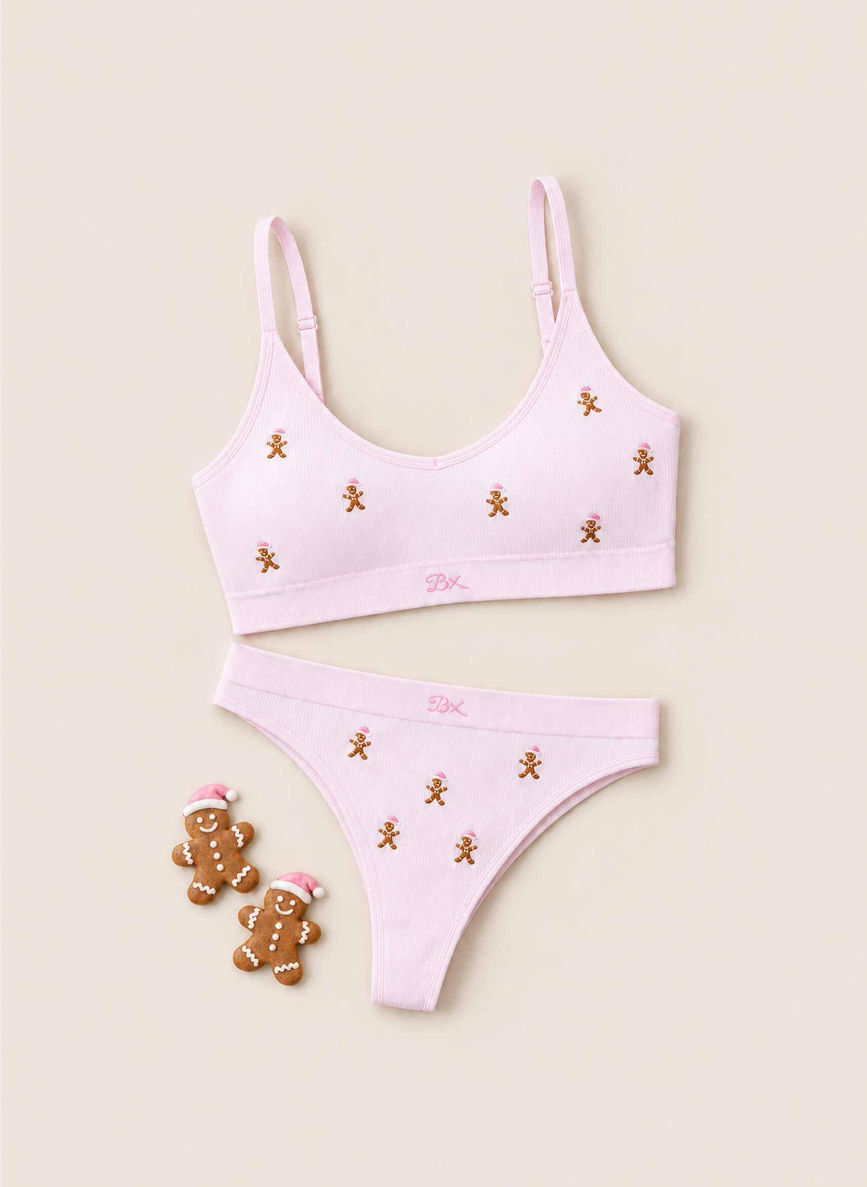 Gingerbread embroidered seamless bralette