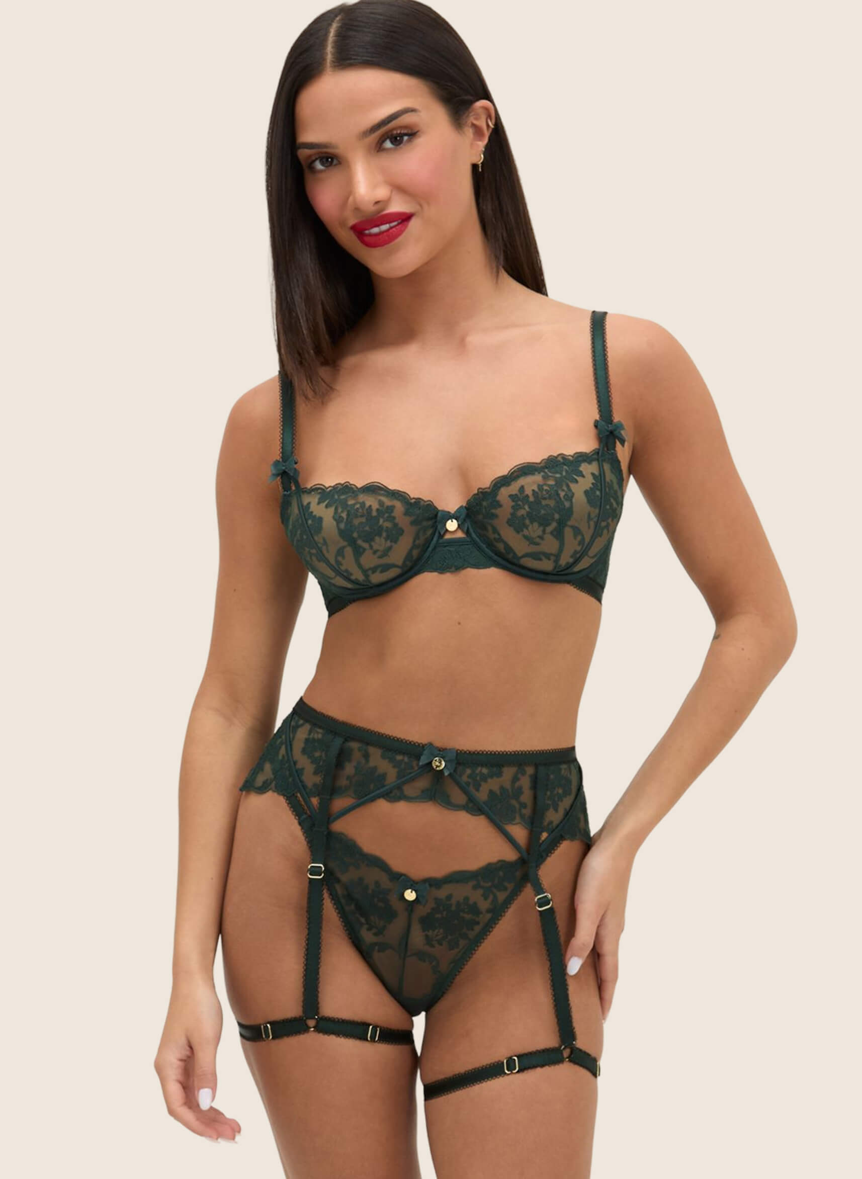 Zoe sheer embroidered balconette bra