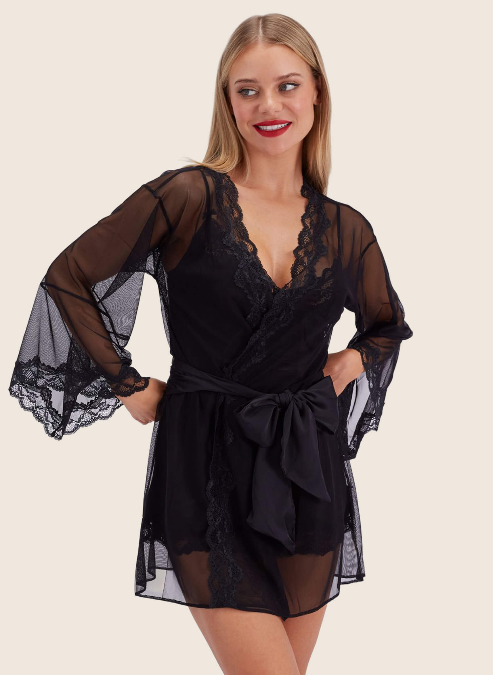 Mallory mesh kimono robe
