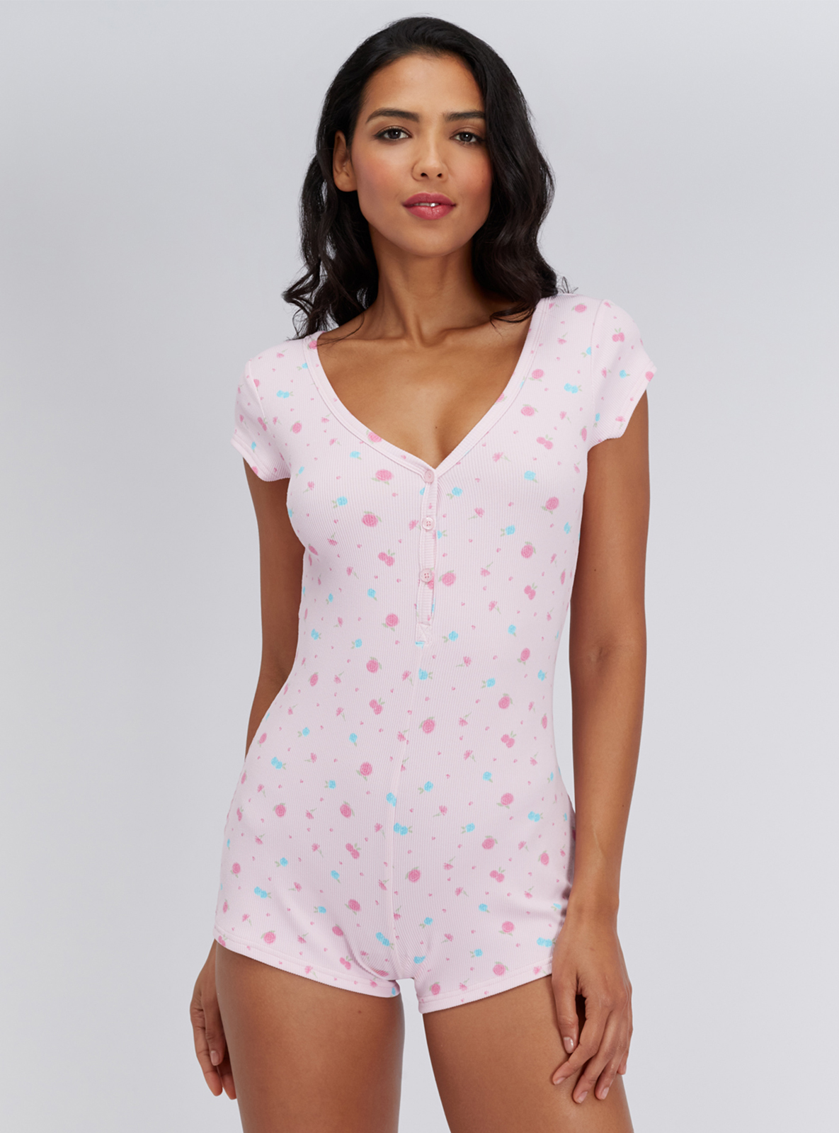 Floral Ribbed Short Playsuit | Boux Avenue