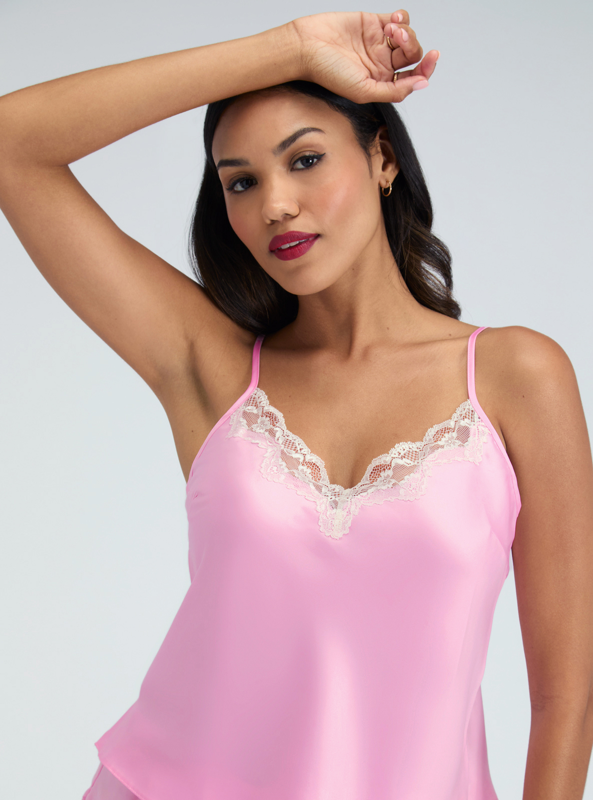 Amelia matte satin cami set | Candy Pink | Boux Avenue USA